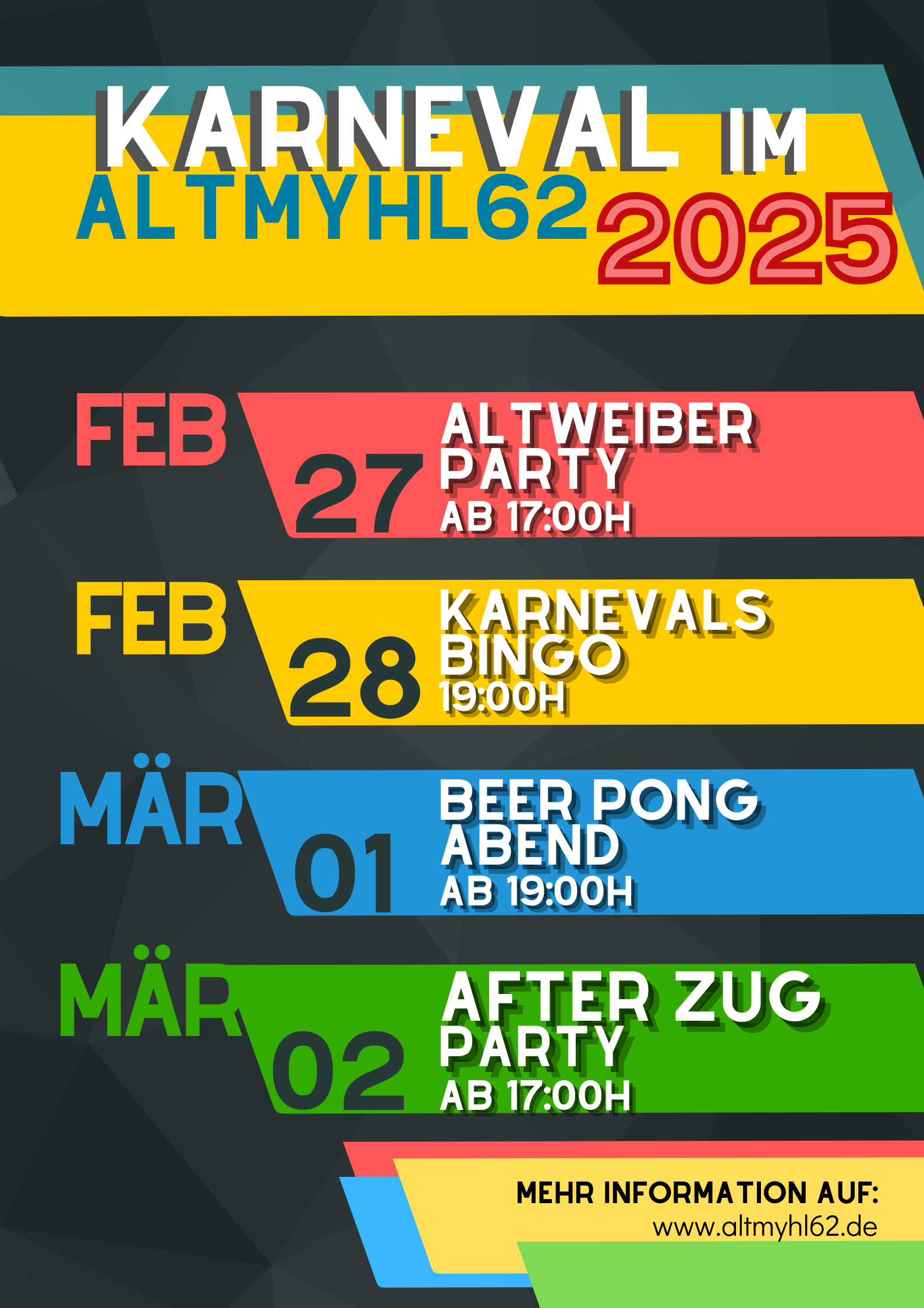 Karneval 2025 Altmyhl62 Beer Pong Bingo Altweiber